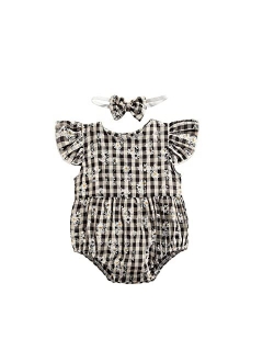 Toddler Baby Girls Floral Print Ruffled Sleeve Onesies Romper Bodysuit Baby Summer Jumpsuit Onesie Outfits