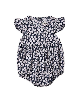 Toddler Baby Girls Floral Print Ruffled Sleeve Onesies Romper Bodysuit Baby Summer Jumpsuit Onesie Outfits