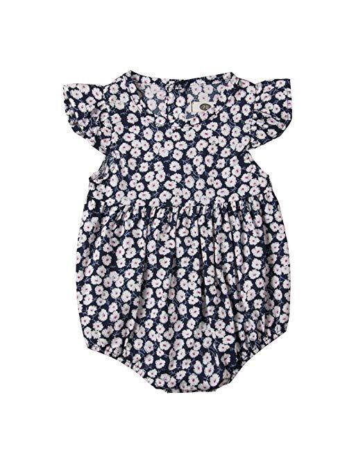 Multitrust Toddler Baby Girls Floral Print Ruffled Sleeve Onesies Romper Bodysuit Baby Summer Jumpsuit Onesie Outfits
