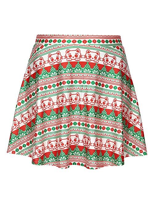 HDE Skirts for Women High Waist Mini Skater Skirt Casual Flared Printed Skirt