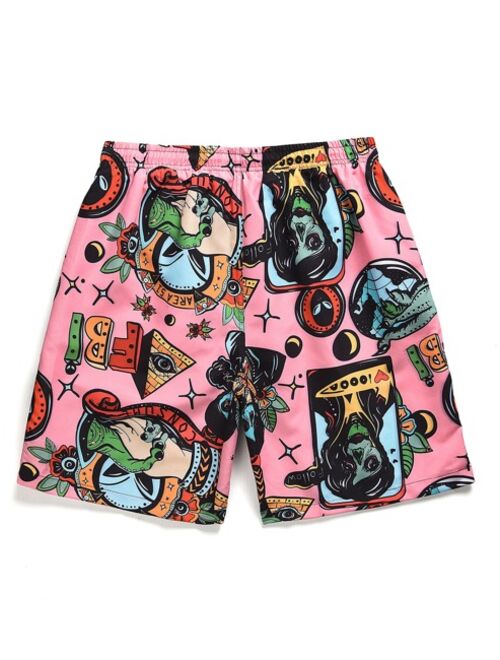 Shein Men Monster And Letter Graphic Shorts