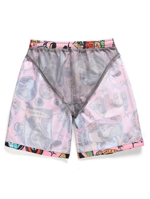 Shein Men Monster And Letter Graphic Shorts