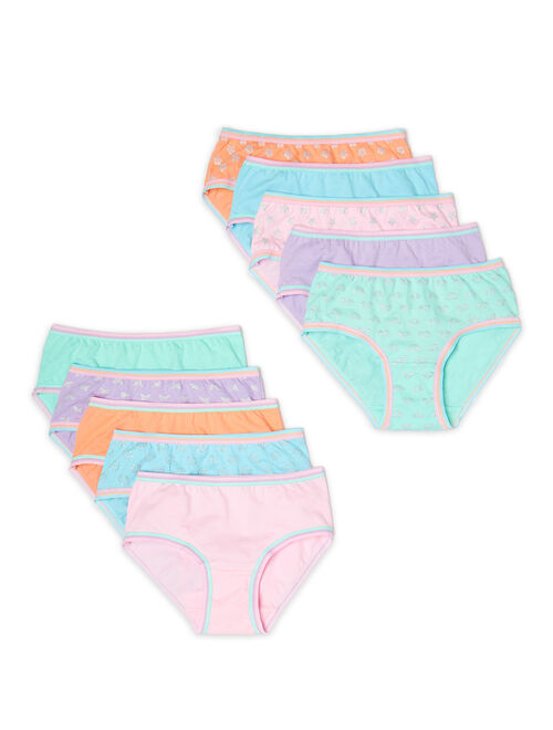 Girl's 10 Pack Briefs Sizes 4-14 100% Cotton 4 Style Choices Wonder Nation New 