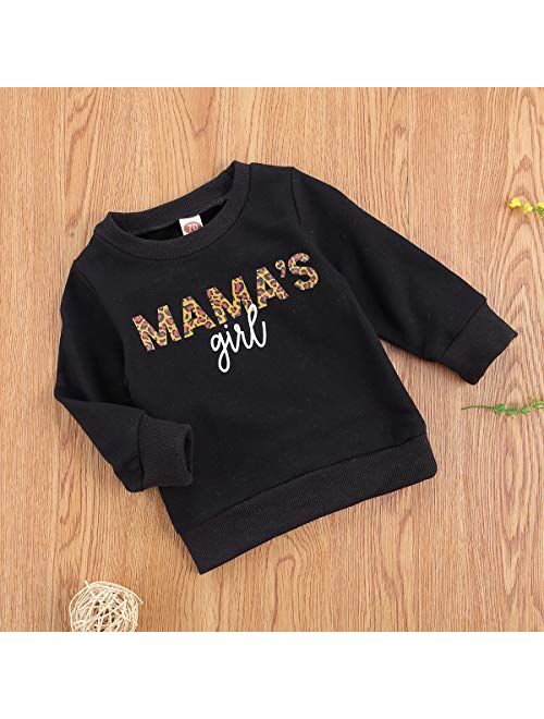 Infant Baby Girls Boys Funny Letter Long Sleeve Sweatshirts Shirts Casual Mamas Mini Girls Pullover Fall Winter Clothes