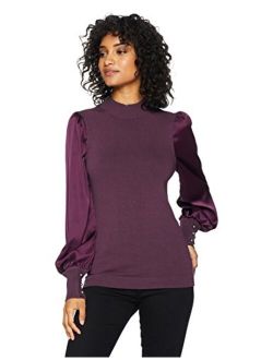 Women's Satin-Sleeve Sweater Top