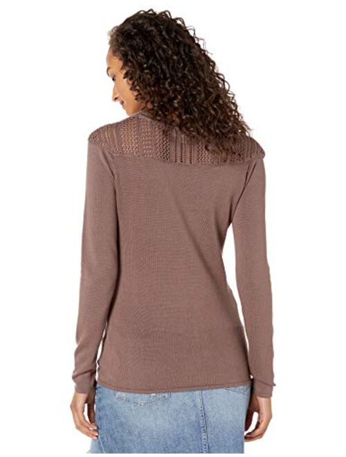 Cable Stitch Women's Pointelle Inset Sweater
