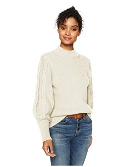 Women's Cable Sleeve Ribbed Sweater