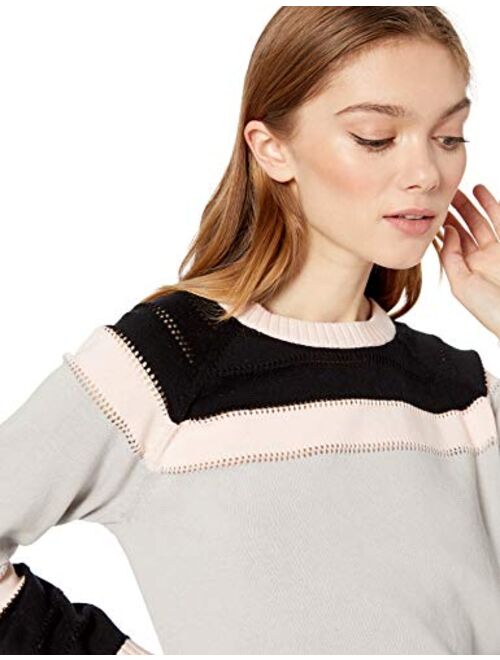 Cable Stitch Women's Colorblock Boxy Pullover Sweater Top