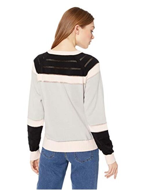 Cable Stitch Women's Colorblock Boxy Pullover Sweater Top