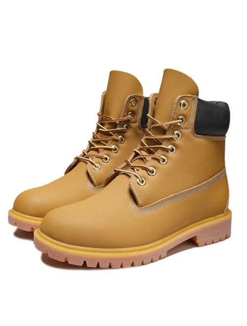 Shein Men Lace-up Front Combat Steel Toe Work Boots