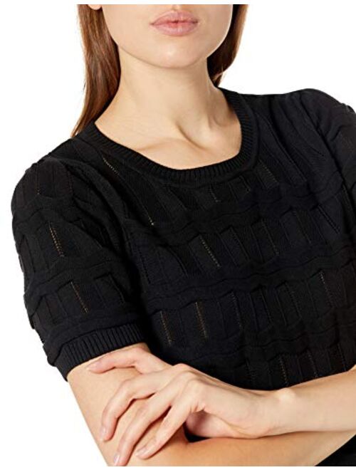 Cable Stitch Women's Ripple Stitch Short Sleeve Sweater