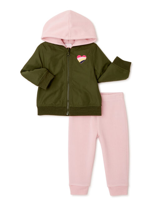Wonder Nation Baby Girl Bomber Jacket & Pants Outfit, 2-pc Set