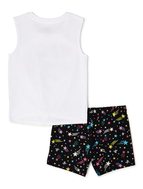 Wonder Nation Girls Graphic Tank Top and Shorts, 2-Piece Outfit Set, Sizes 4-18 & Plus
