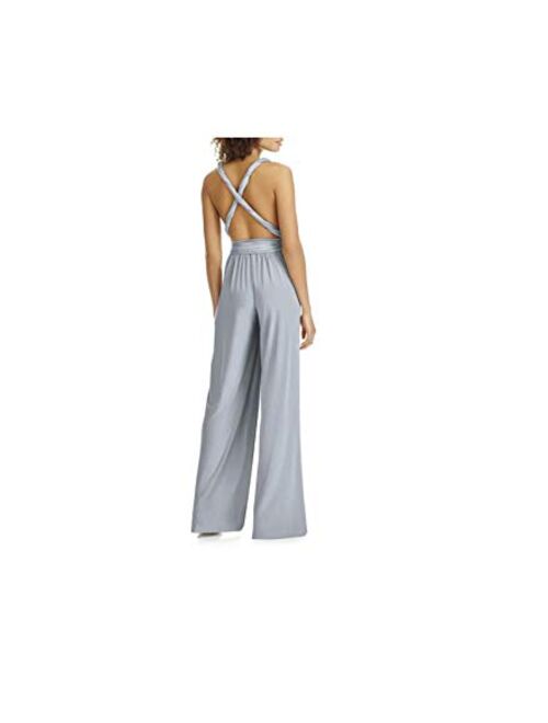 Dessy Collection Convertible Wide Leg Jersey Jumpsuit for Women in Platinum, X-Small