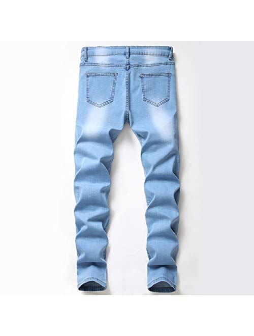 Wedama Boy's Skinny Fit Ripped Distressed Destroyed Stretch Fashion Denim Jeans Pants