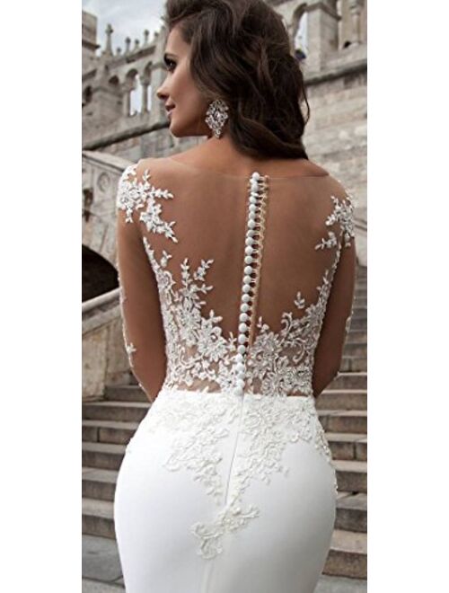 Mermaid Wedding Dresses for Bride Long Sleeves Bridal Prom Evening Gowns Formal