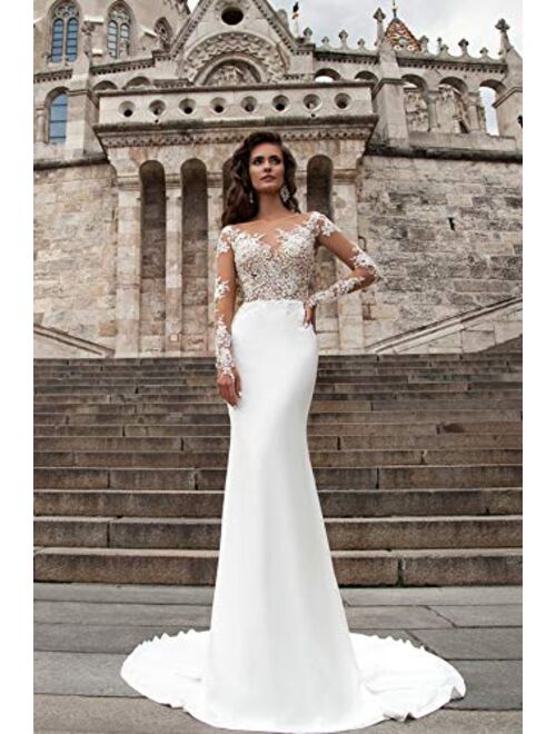 Mermaid Wedding Dresses for Bride Long Sleeves Bridal Prom Evening Gowns Formal