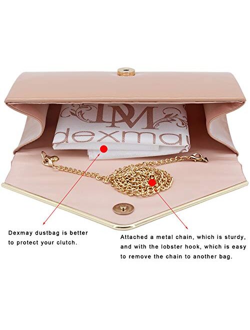 Dexmay Patent Leather Envelope Clutch Purse Shiny Candy Foldover Clutch Evening Bag for Women