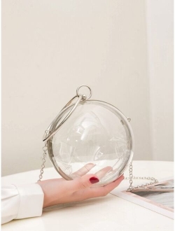 Mini Round Ball Shape Purse Transparent Evening Clutches Cute Clear Acrylic Box Shoulder Bags Handbag for Women