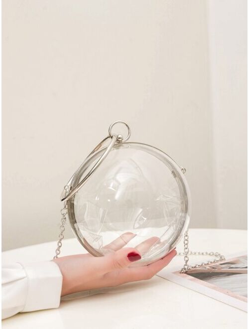 LETODE Mini Round Ball Shape Purse Transparent Evening Clutches Cute Clear Acrylic Box Shoulder Bags Handbag for Women