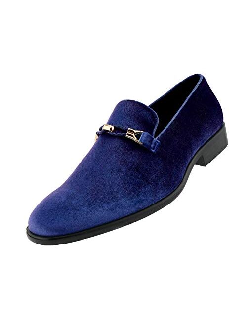 Amali Aller, Mens Casual Shoes - Loafers Men Slip on Shoes - Man Made Velvet Men's Slippers with Metal and Knitted Buckle - Mens Tuxedo Shoes