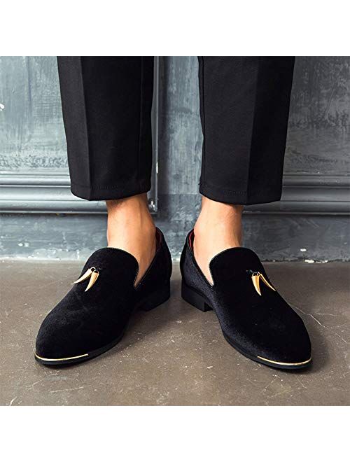 CMM Men's Metallic Penny Slippers Flats Velvet Loafers Slip-On Dress Plus Size Shoes Size 6-13