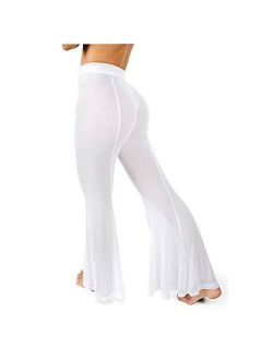Sexy Women See Through Mesh Sheer High Waisted Swimsuit Cover Up Pants Bathing Suit Bottom Cover-ups