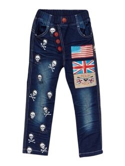 Rock'nStyle Boys Dark Blue American Flag Skull Denim Pants