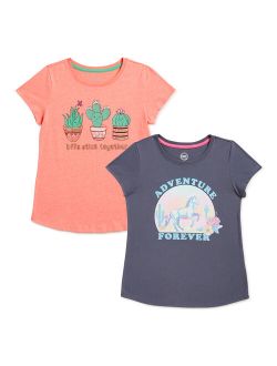 Girls Graphic T-Shirts, 2-Pack, Sizes 4-18 & Plus