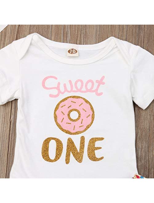 Multitrust Toddler Baby Girls Donuts Cotton Sweet Bodysuits Romper + Skirts Baby Girl Summer Outfits