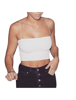 Sexy Women Solid Color Basic Strappy Crop Tank Tops Camisole Backless Streetwear Crop Vest Cami Shirts