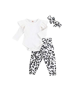 Newborn Baby Girl Organic Cotton Ruffled Long Sleeve Bodysuit Tops   Floral Harem Pants Baby Clothes Set