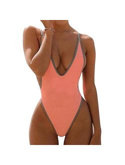 Sexy Women One Piece Strappy Backless Swimsuit Bathing Suit Thong Bottom Swimwear Monokini
