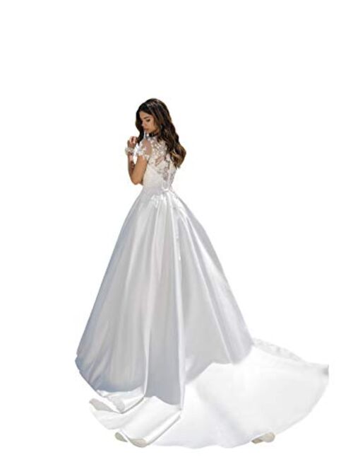 A-line Satin Floral net Wedding Dress