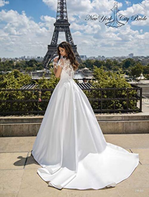 A-line Satin Floral net Wedding Dress