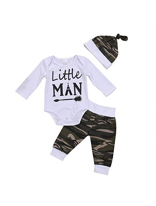 Multitrust Infant Baby Boys Girls Cotton Camouflage Onesie Bodysuit and Long Pants 2pcs Romper Set Baby Clothes Set