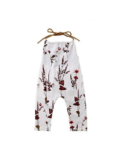 Newborn Baby Girls Floral Strappy Sleeveless Romper Jumpsuit One Piece Rompers Baby Girls Clothes