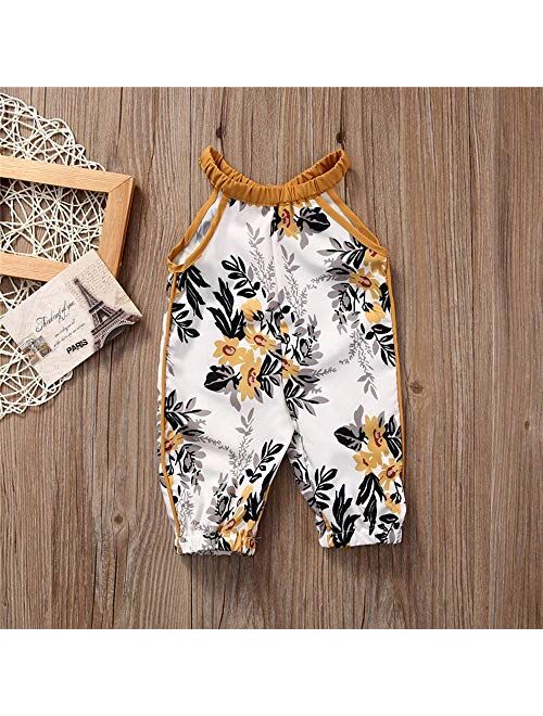 Multitrust Newborn Baby Girls Floral Strappy Sleeveless Romper Jumpsuit One Piece Rompers Baby Girls Clothes