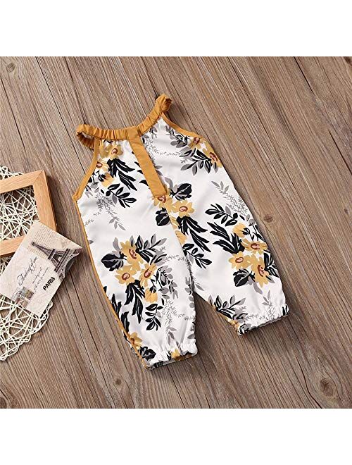 Multitrust Newborn Baby Girls Floral Strappy Sleeveless Romper Jumpsuit One Piece Rompers Baby Girls Clothes