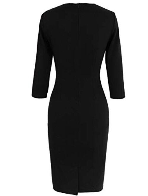 VFSHOW Women's Square Neck Work Business Cocktail Party Bodycon Sheath Dress