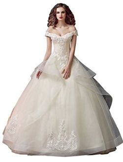Lace Organza Off The Shoulder Ball Wedding Dress