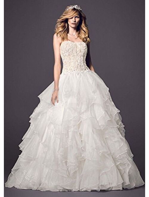 David's Bridal Oleg Cassini Strapless Ruffled Skirt Wedding Dress Style CWG568