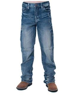B. Tuff Western Jeans Boys Monster Mike Bootcut Button Med Wash BJMRMK