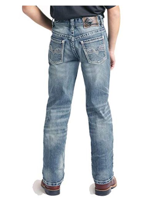 Rock & Roll Cowboy Boys' and V Bean Stitch Revolver Straight Jeans - Bbs2384