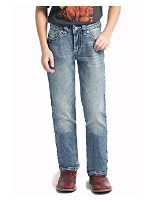 Rock & Roll Cowboy Boys' and V Bean Stitch Revolver Straight Jeans - Bbs2384