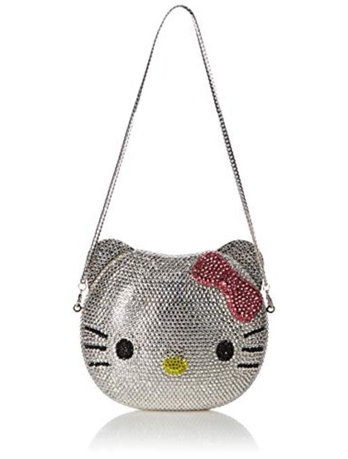 3-D Hello Kitty Cat Crystal Couture Clutch Special Occasion Holiday Party Evening Bag Silver