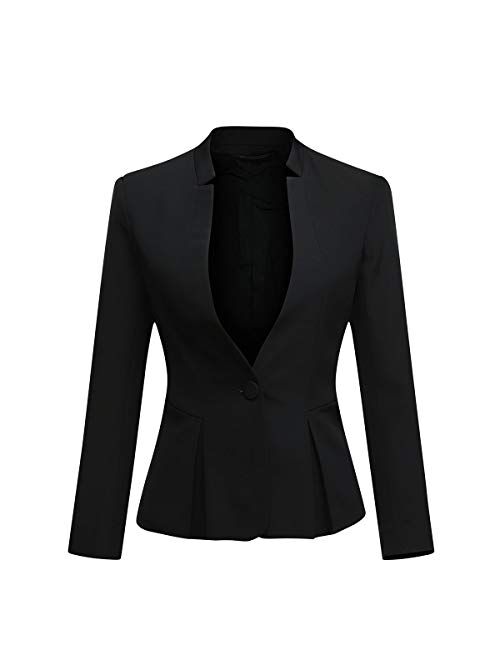 Women's Business Office 1 Button Blazer Jacket and Pants Suit Set