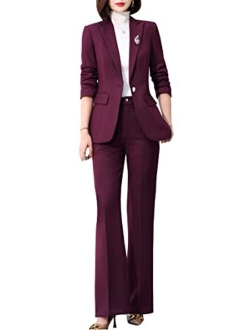 Women's Blazer Suits Two Piece Solid Work Pant Suit for Women Business Office Lady Suits Sets