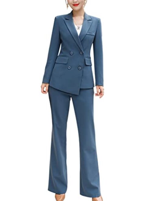 SUSIELADY Women's Blazer Suits Two Piece Solid Work Pant Suit for Women Business Office Lady Suits Sets