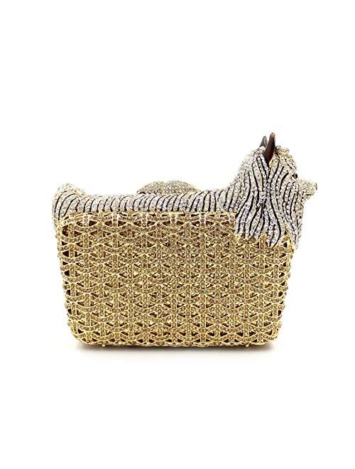 Puppy Evening Bag Luxury Diamond Crystal Clutch Bling Dazzling Purse Party Date Handbag Special Wallet